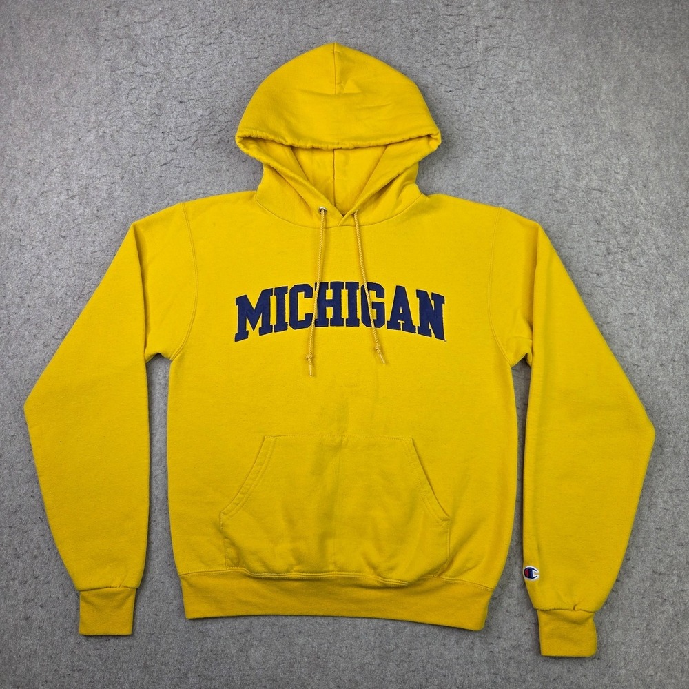 Champion Hoodie Sweatshirt Michigan Wolverines Men's Small Yellow U Of M